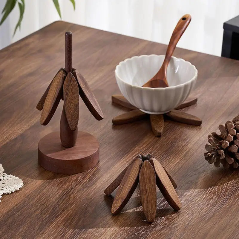 Tree Design Stand Wooden Trivets Anti Scald Heat Resistant Table Mat Coaster Wood Placemats Pot Kitchen Accessories Zpaxo