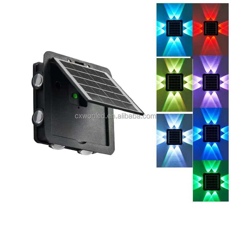 Outdoor Solar Led Wall Lights RGB Courtyard Solar Washer Wall Lamp for Balcony Yard Garden Landscape Decoration Zpaxo changeable China Mainland