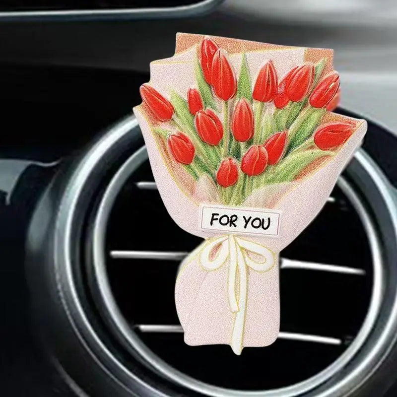 Sunflower Rose Bouquet Car Vent Air Freshener Clip