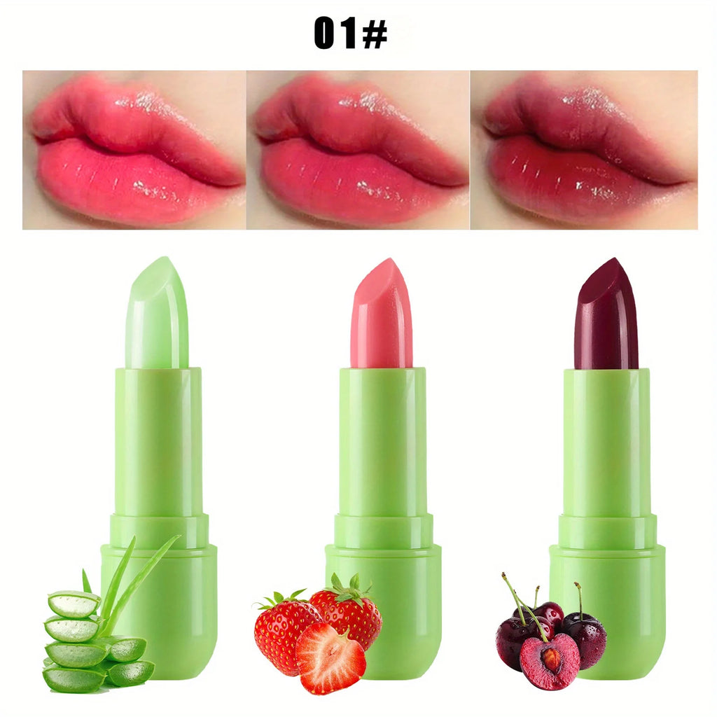 Aloe Vera Warm Color Changing Jelly Lip Care Long-lasting Non-stick Cup Lip Care Moisturizing Moisturizing Fruity Lipstick Zpaxo 01