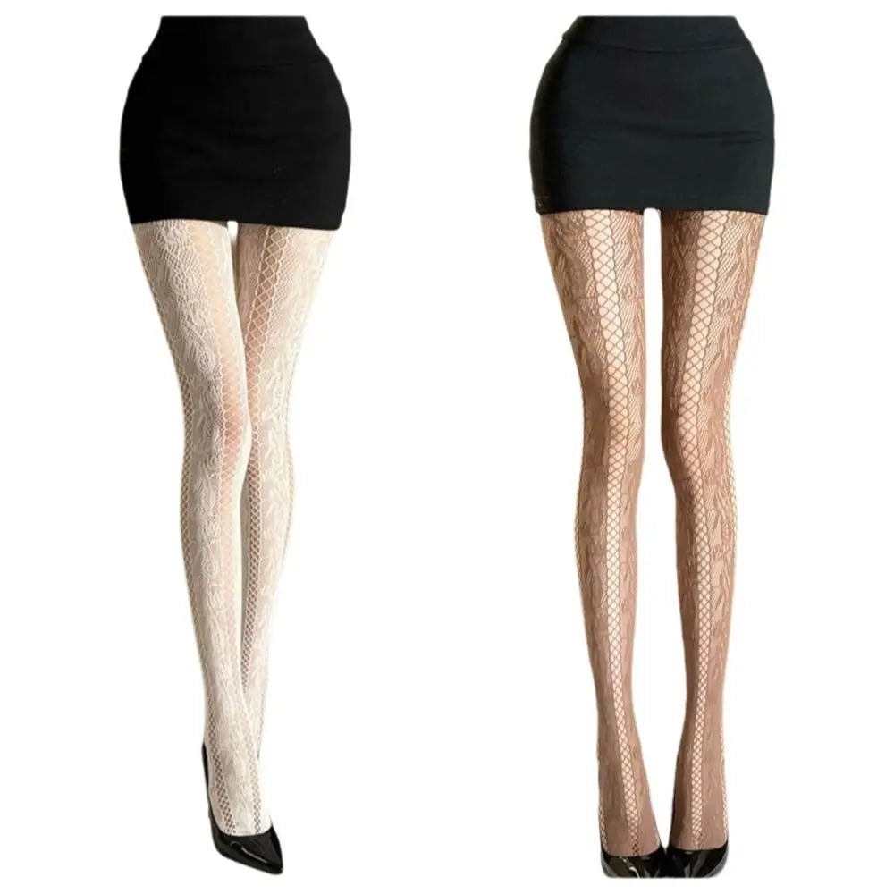 Fashionable Hollow Out Flower Pattern Fishnet Stockings Jacquard Small Flowe Mesh Design Net Socks Mesh Tights Japanese Lolita Zpaxo