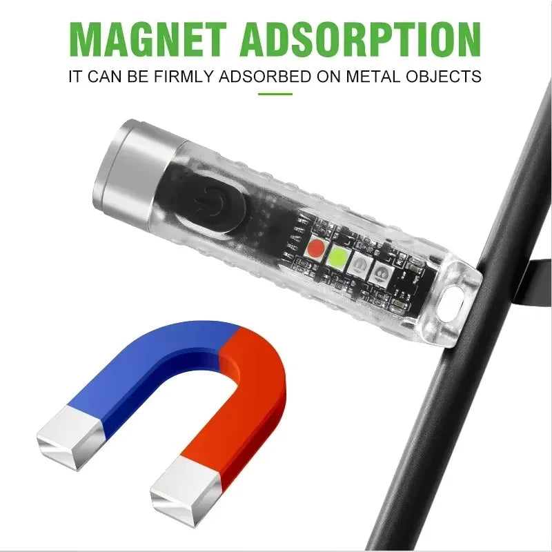 Outdoor Strong Light LED Flashlight Mini Portable Keychain USB