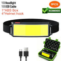 COB LED Night Fishing Headlamp USB C Fast Charging Waterproof Rechargeable Head Light Outdoor Camping Hunting Fishing Head Torch Zpaxo with ABS box