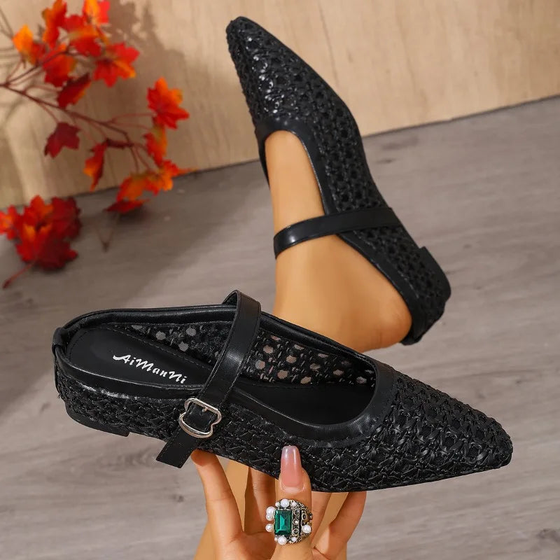 Summer Mid Heels Women's Slippers 2026 Fashion Breathable Mesh Ballet Zpaxo