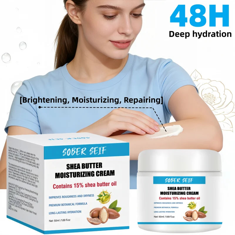 Shea Butter Moisturizing Cream 48H Hydration Barrier Repair Full Body Use Zpaxo
