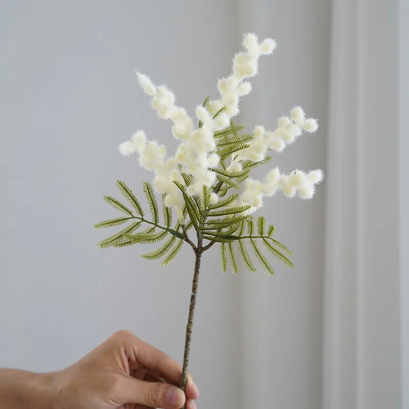 Fake Acacia Artificial Flowers Yellow Mimosa Spray Cherry Fruit