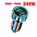 240W Car Charger Dual USB Port 12V Fast Charging For iPhone Samsung Xiaomi Quick Charge Adapter With Digital Display Car Charger Zpaxo 240W car charger