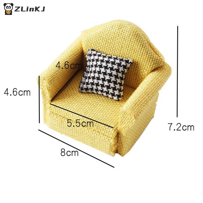 ▶1PCS Mini Flax Sofa Throw Pillow Model 1/12 Dollhouse Furniture Decoration Dolls House Home Scene Decor Accessories Zpaxo