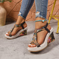 Women Sandals Heels Shoes Summer Beach Bohemian Wedge Platform Zpaxo black 36