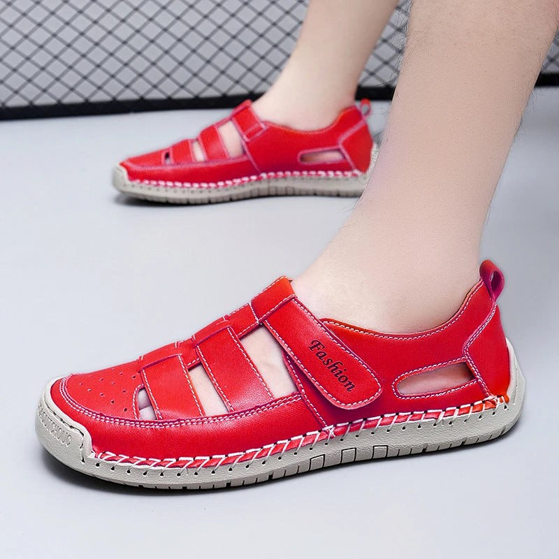 Summer Men Sandals Leather Mens Casual Shoes Outdoor Beach Roman
