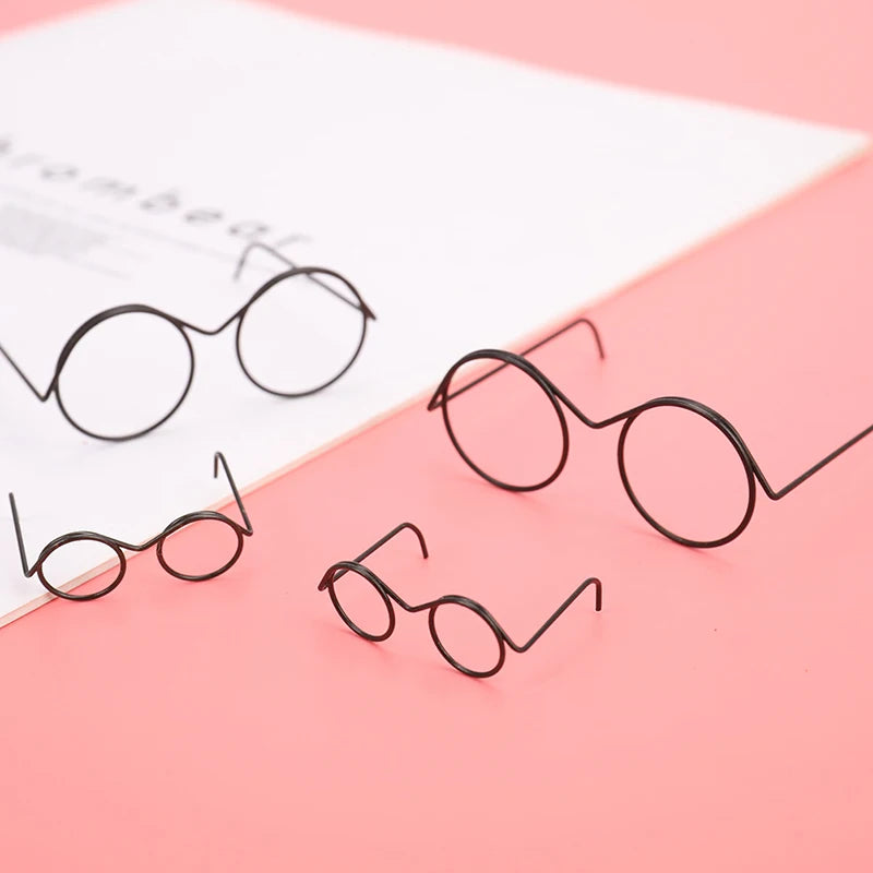 Fashion Round Frame Lensless Retro Cool Doll Glasses Accessories