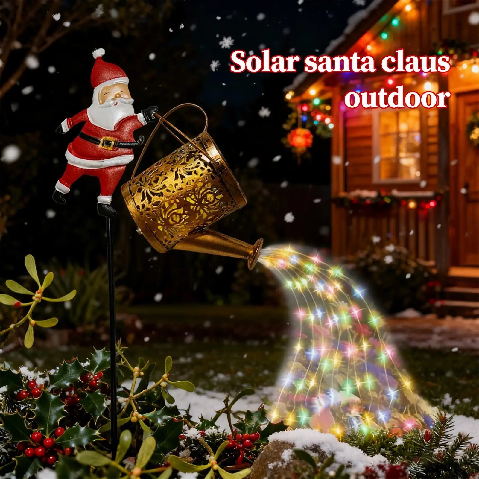 Christmas Solar Kettle Lights LED Waterproof Vintage Lamp Watering