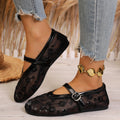 Women Sandals Elegant Lightweight Casual Shoes Embroidered Floral Mesh Mary Janes Shoes Women Breathable Ballet Flats Sandals Zpaxo black 41
