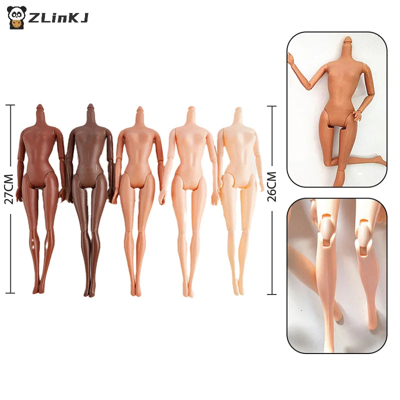 ▶1Pc 11 Movable Joints 26/27cm African Doll Nude Body Brown Black Skin Doll Body Skin Children's Pretty Girl Toy Gift Zpaxo