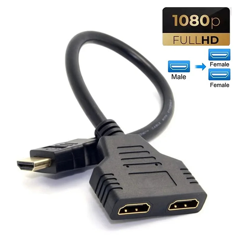 1 In 2 Out HDTV Splitter Cable 1080P HD Dual Port Adapter For TV Box PC Laptop PS4 Xbox to Monitor Projector TV Gold Plated Plug Zpaxo