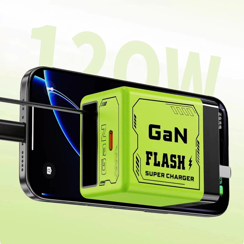 120W Gan Charger Retractable Cable PD3 0 Fast Charging Iphone