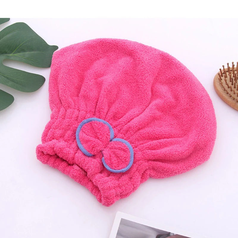 Quick Drying Hair Cap Women Bowtie Bathing Hat Microfiber Towel