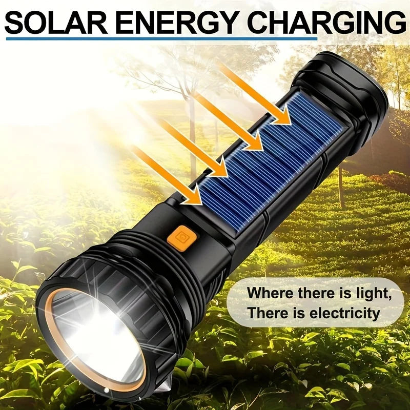 Mikenoon Solar LED Flashlight – Tactical Torch & Power Bank Solar LED Flashlight Zpaxo