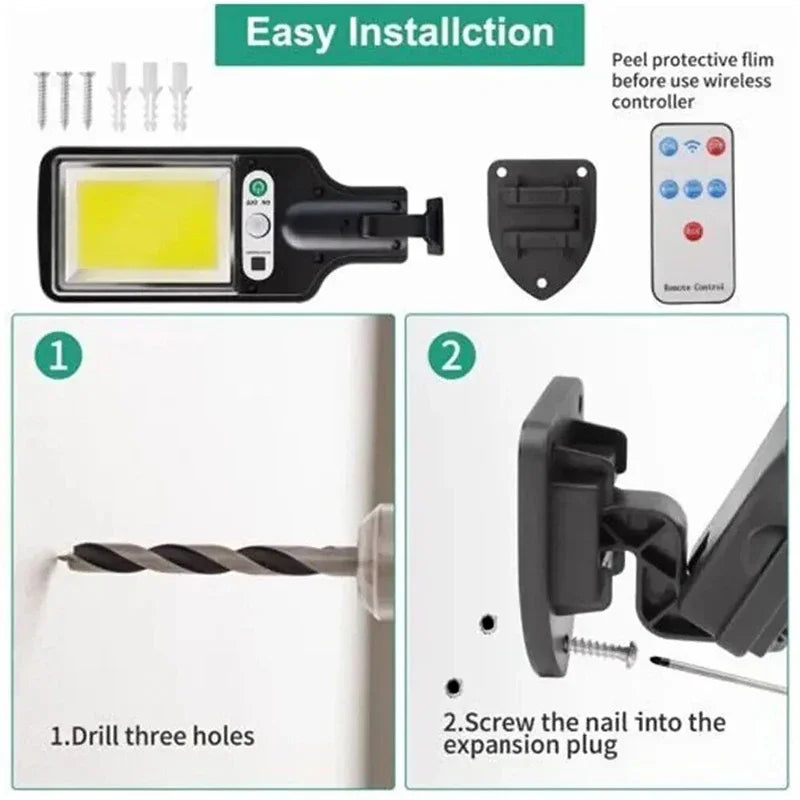 108 COB Solar Street Lamp – Motion Sensor, 3 Modes, Remote
