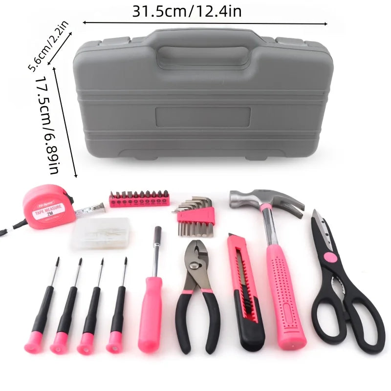 A 62pcs Multifunctional Toolbox, Suitable for Home Use, Portable, Fully Equipped with Tools Including a Hammer, Pliers Zpaxo