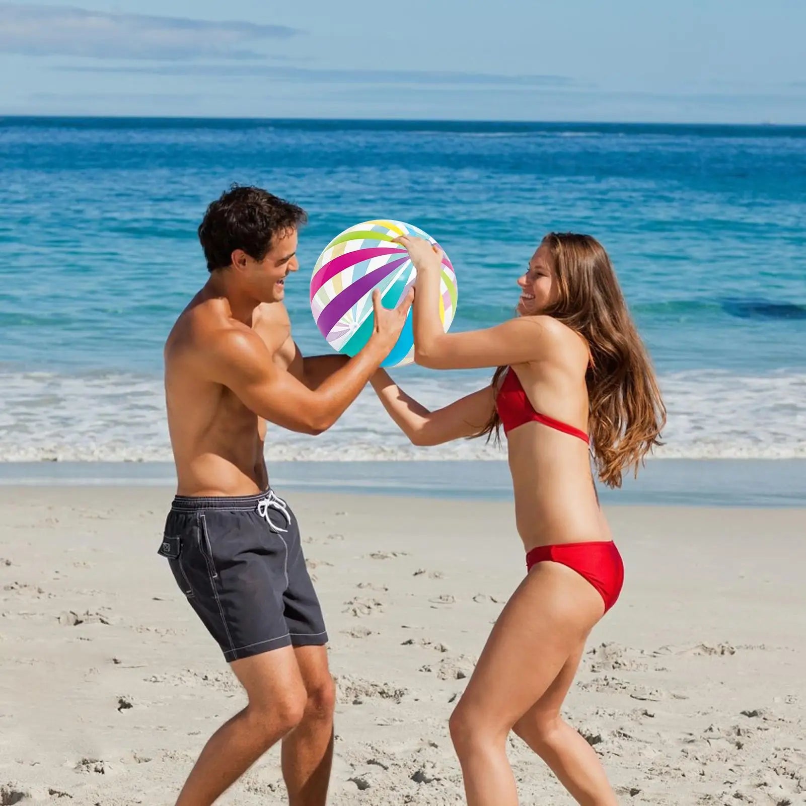 Beach Balls For Kids Blow Up Sports Training Toy Wear-Resistant Portable 16 Inch Beach Ball For Team Sports Party Pool School Zpaxo
