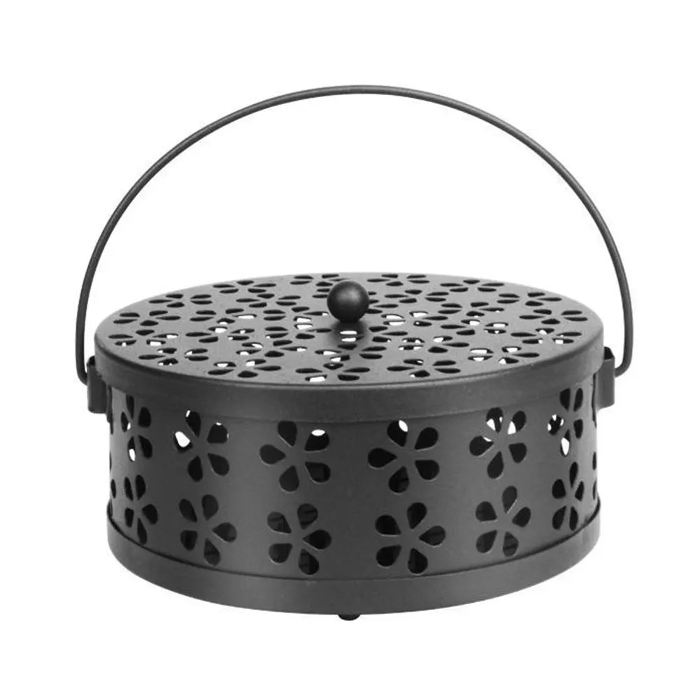 Metal Mosquito Coil Holder with Lid and Handle Incense Coil Burner Mosquito Coil Holder for Home and Outdoor Camping Zpaxo b