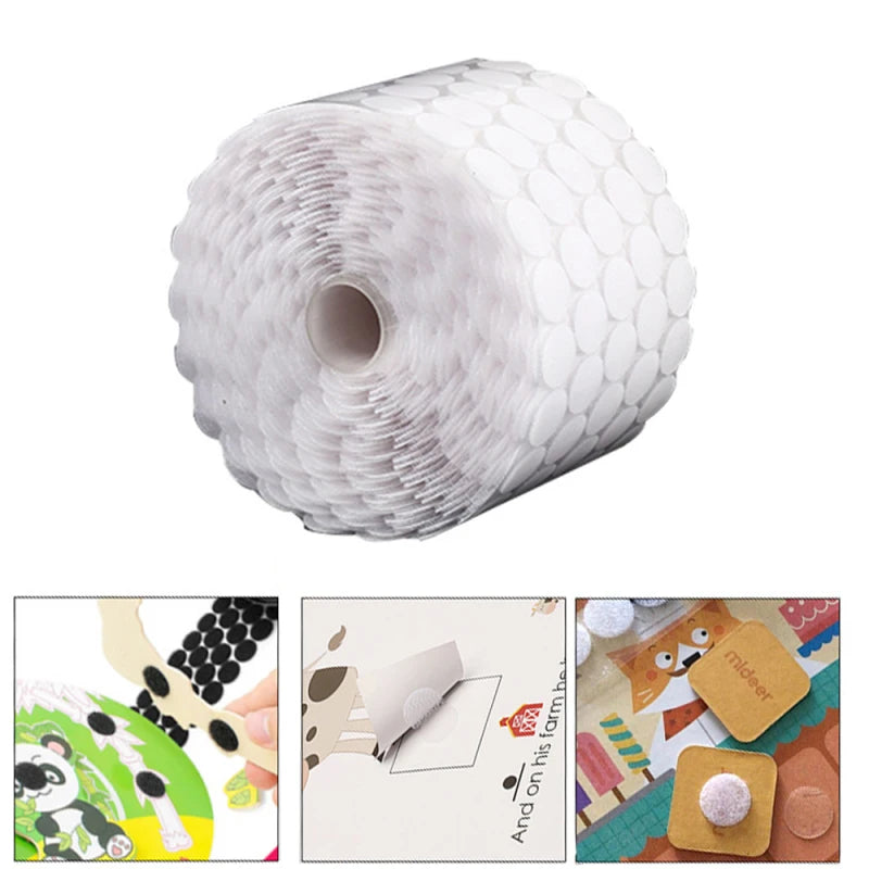500pair 10/15/20mm White Dot Sticker Self Adhesive Fastener Hook and Loop Tape Nylon Strong Glue Adhesivo Zpaxo