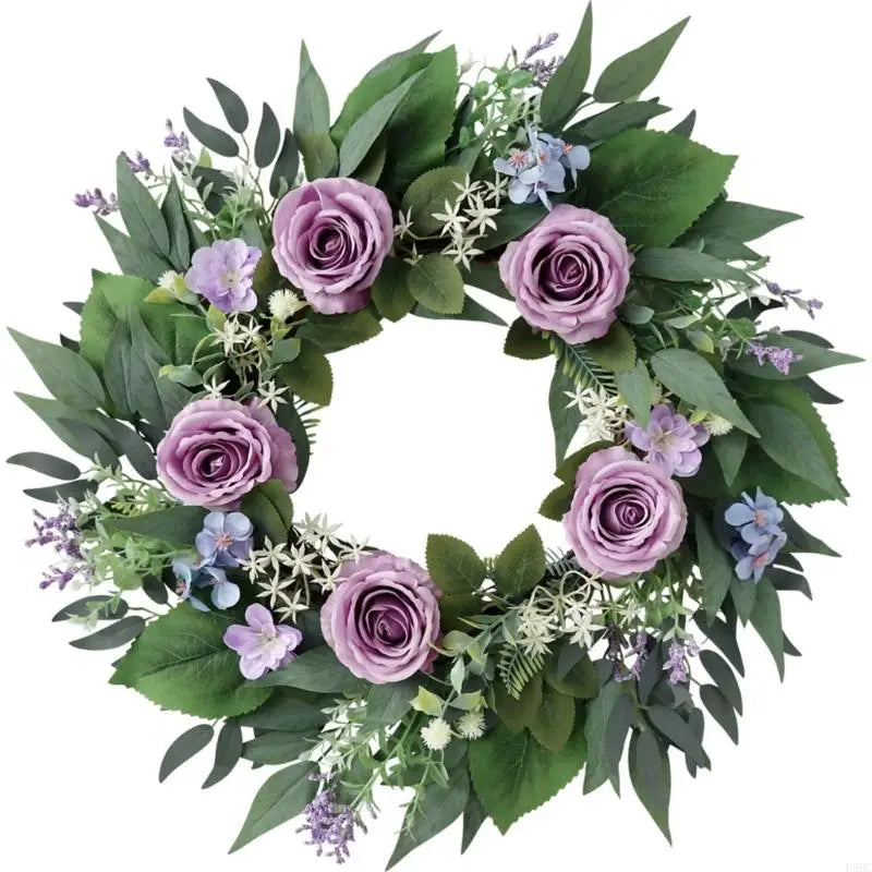 Artificial Purpler Rose Wreath Realistic Flower Wedding Party Inside