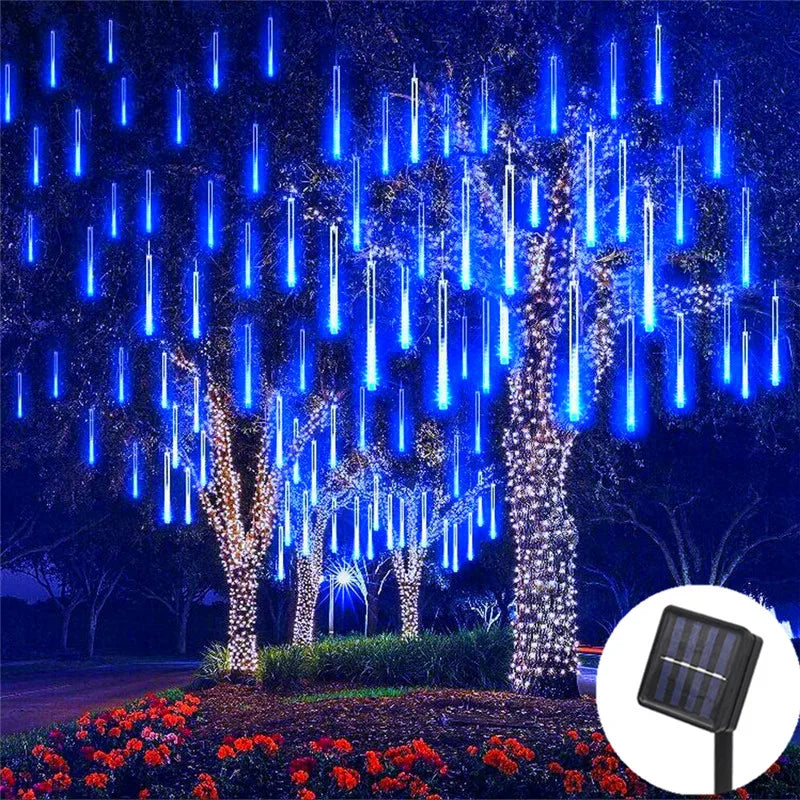Solar LED String Lights Meteor Shower Fairy Garland Outdoor Garden Zpaxo