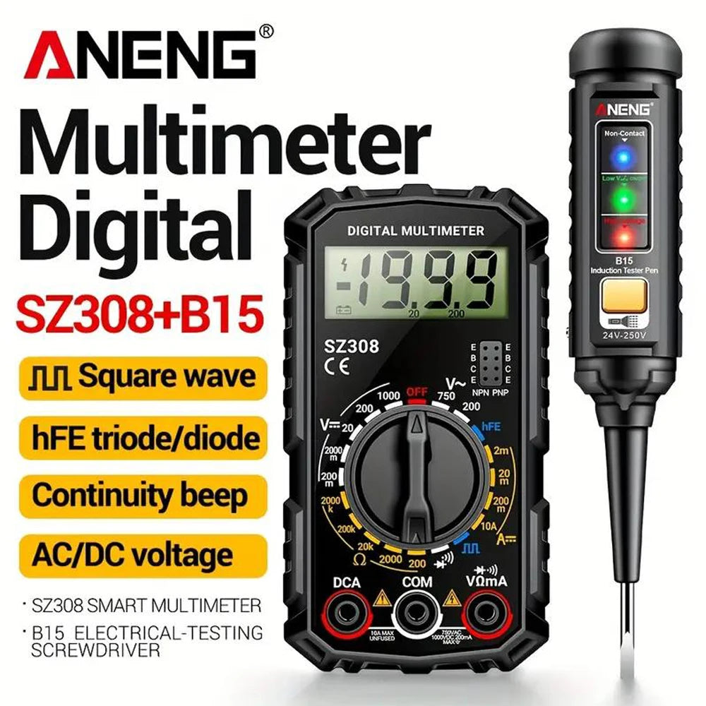 ANENG SZ308+B15 Multimeters Tester Pen Suit 1999 Counts 24-250V