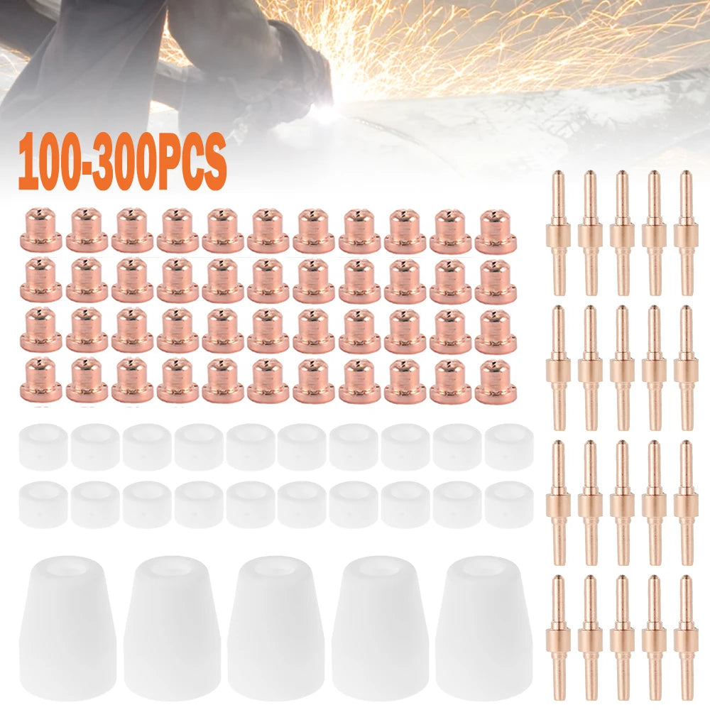100-300PCS Plasma Cutting Tip Consumable For LG-40 PT-31 Cutting Torch CUT40 CUT50 Electrodes Advanced Shield Cups Nozzles Part Zpaxo