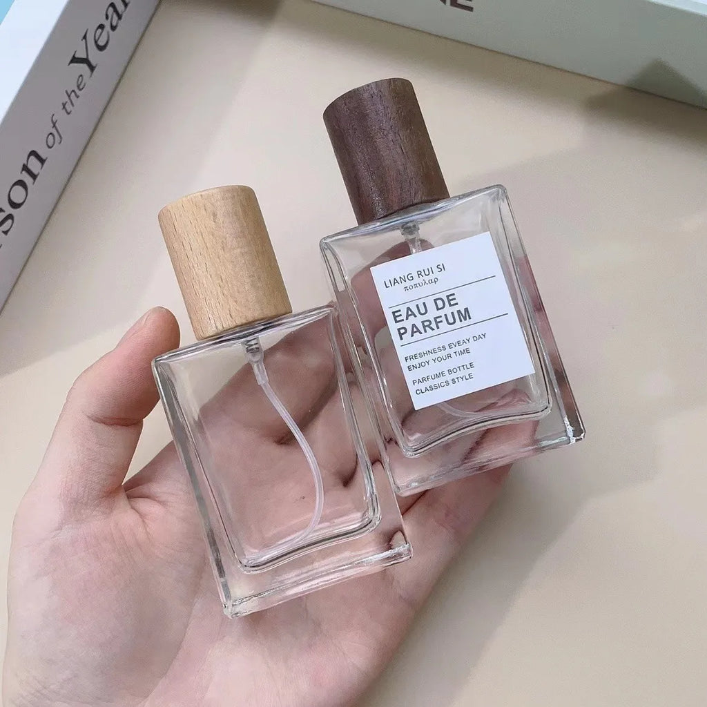 30ml Square Glass Perfume Spray Bottle – Refillable Wooden Cap Perfume Spray Bottle Zpaxo