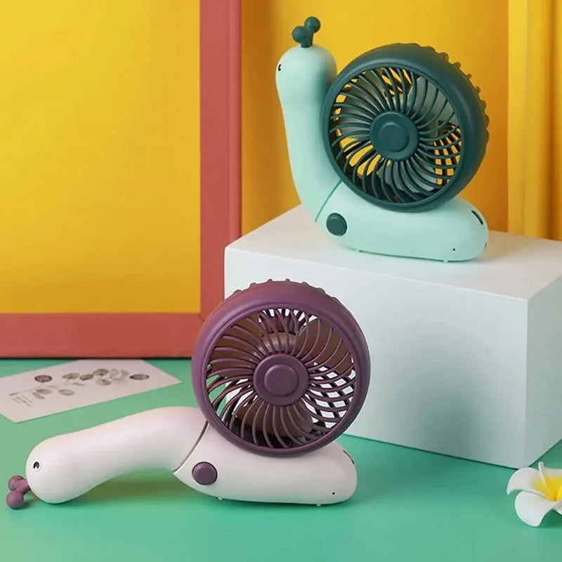 Creative Portable Mini Fan Silent Strong Wind Foldable Cartoon Snail