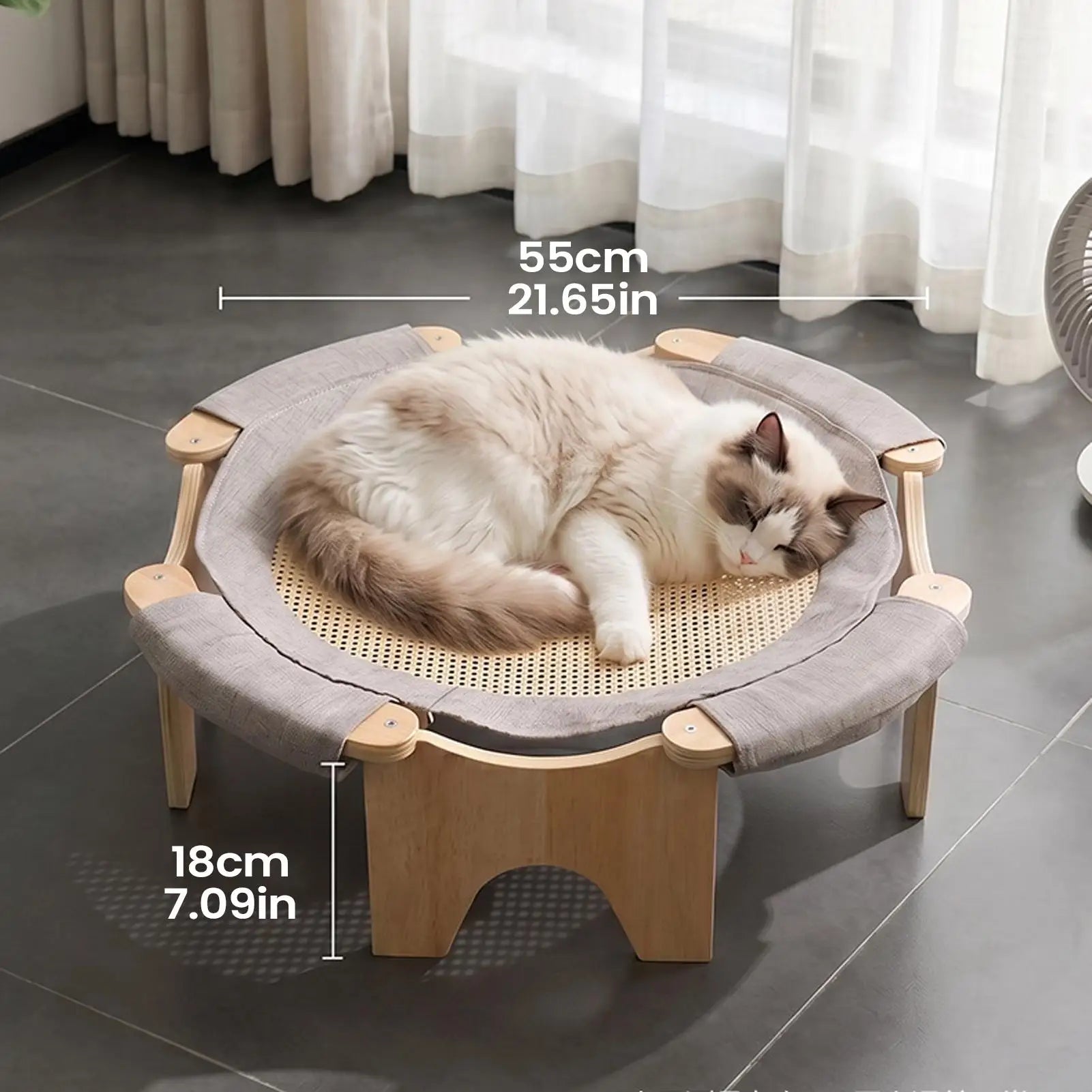 Cat Hammock Bed Wooden Stand Mesh Breathable Summer Indoor Large Beds