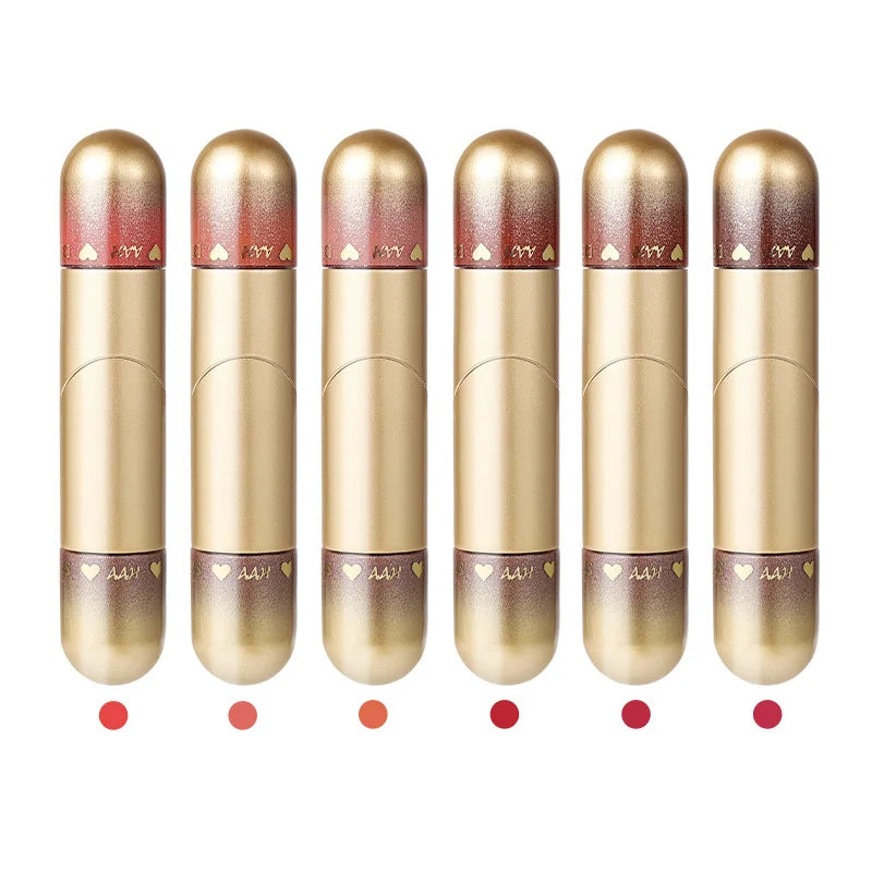 Double-head Lip Gloss Lipstick Hydrating Moisturizing Foldable