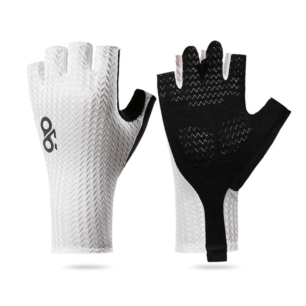 Cycling Gloves W Shockproof Foam Silicone Pad Half Finger Short Zpaxo White L L 1