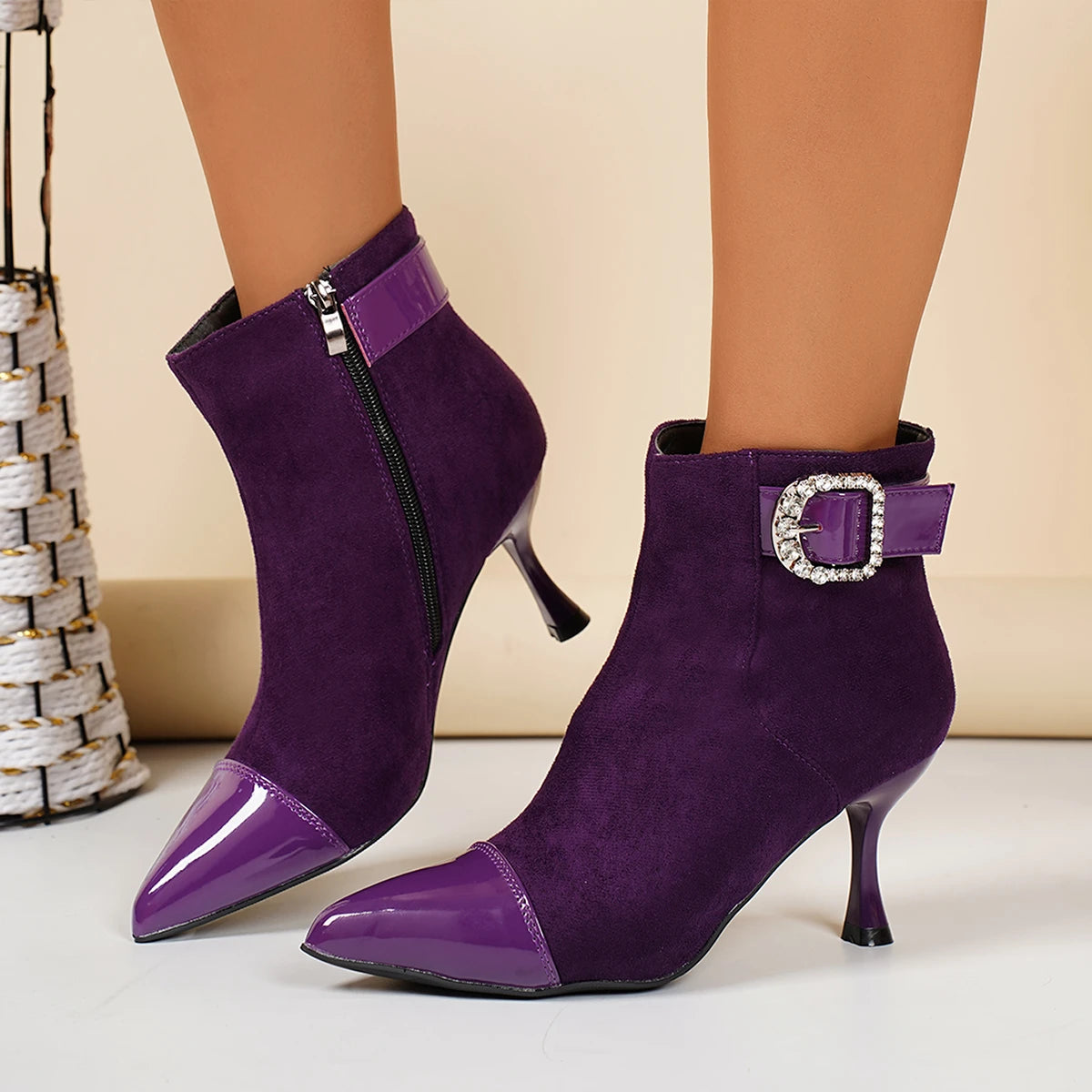 Women Ankle Boots Trendy Sexy High Heels Shoes for Women 2025 New Pointed Toe Short Boots Elegant French Thin Heel Boots Women Zpaxo