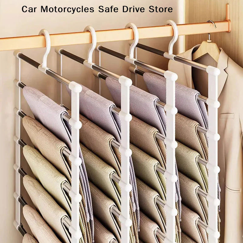 5 7 Layers Stainless Steel Pants Hangers Folding Space-saving Clothes