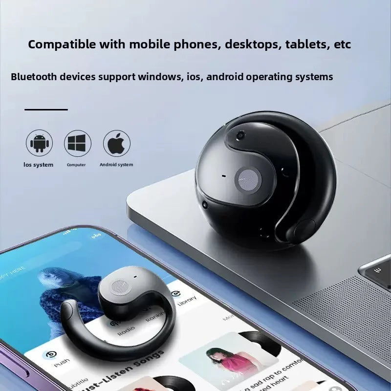 Bluetooth wireless headphones - bone conduction - touch control - non-intrusive earpiece - extremely long battery life Zpaxo