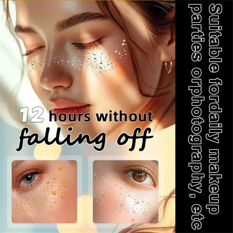 6pcs Hot Stamping Freckles Patches Metallic Radiation Glitter Golden Silver Fake Freckles Temporary Tattoo Stickers Face Makeup Zpaxo