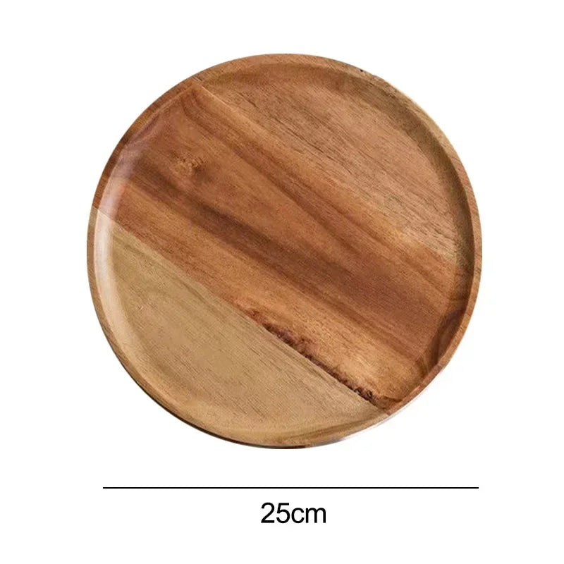 2026 New 15/20/25cm DIY Thinking Wooden Plate Round Tea Wooden Dining Plate Snack Bread Dried Fruit Plate Zpaxo 25 X1.5cm