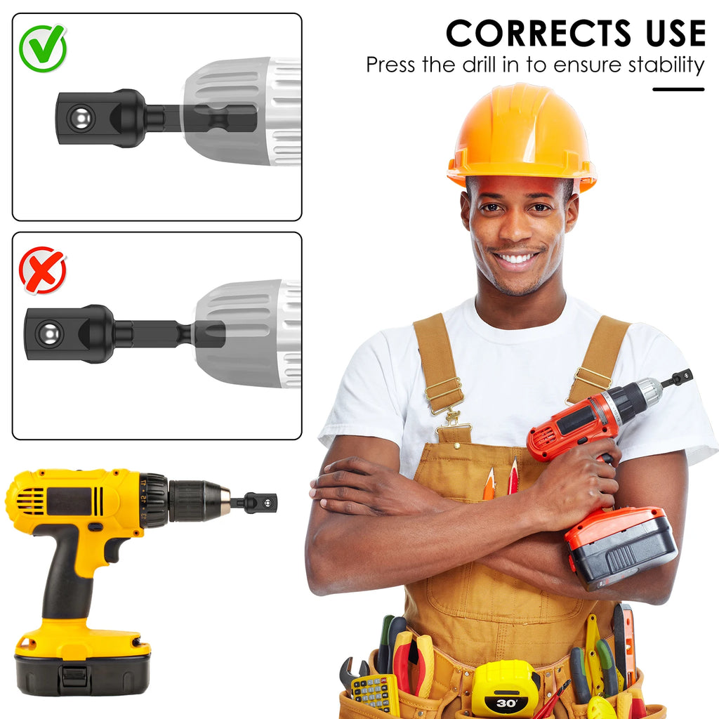 20/10pcs Impact Adapter 1/2 inch 3/8 Inch Square Socket Bit Adapter Hex Impact Socket for Drills Extension Accessory Driver Bits Zpaxo
