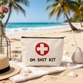 Emergency Toiletry Pouch Red Natural Canvas Unscented Funny Print