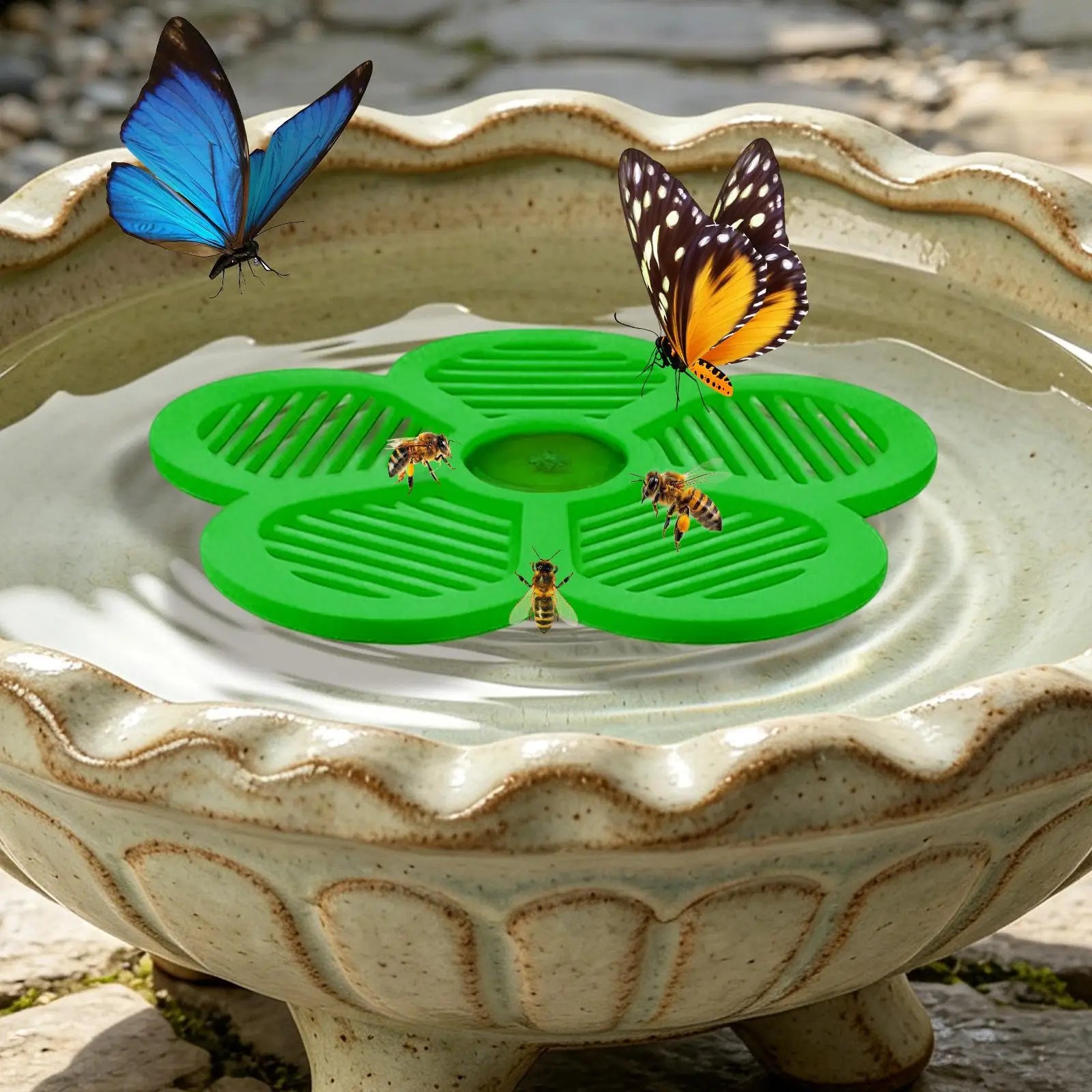 Floating Bee Waterer Flower Shape Island Butterfly Watering Station