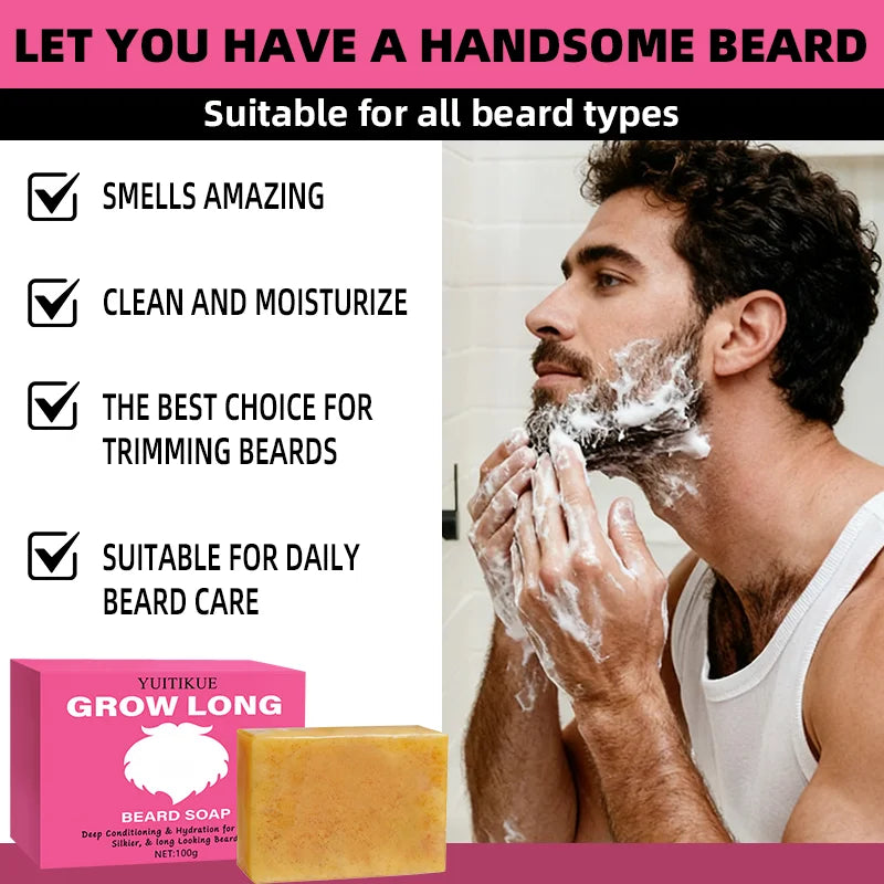 GROW LONG Beard Soap 100g – Moisturize, Condition & Deep Clean Beard Cleansing Soap Zpaxo