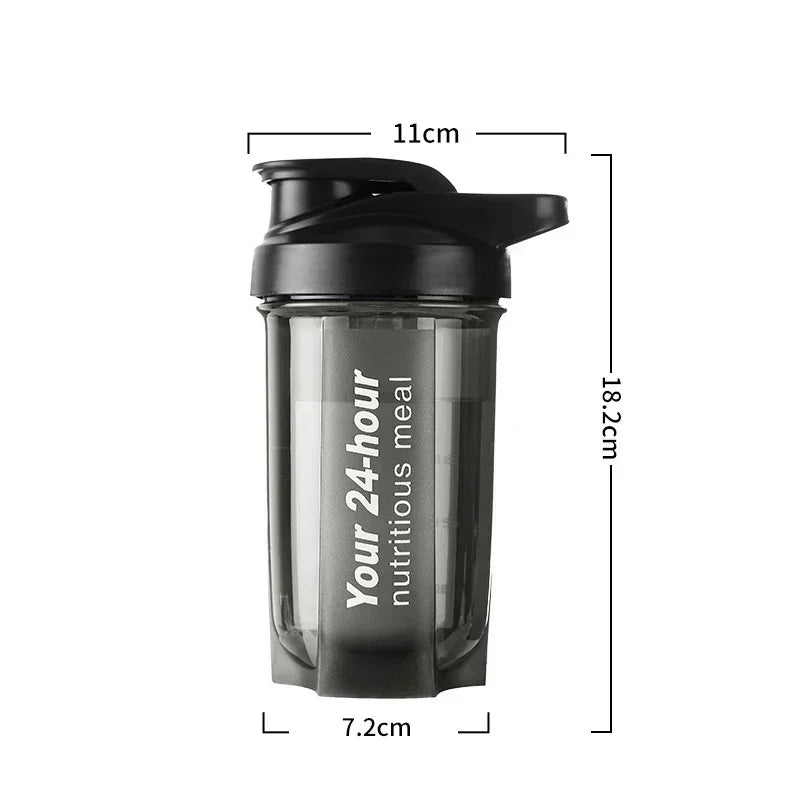 Hot Portable Shaker Cup for Men and Women Protein Powder Replacement Milkshake Mixing Cup Fitness Sports Water Cup Scale Bottle Zpaxo Black