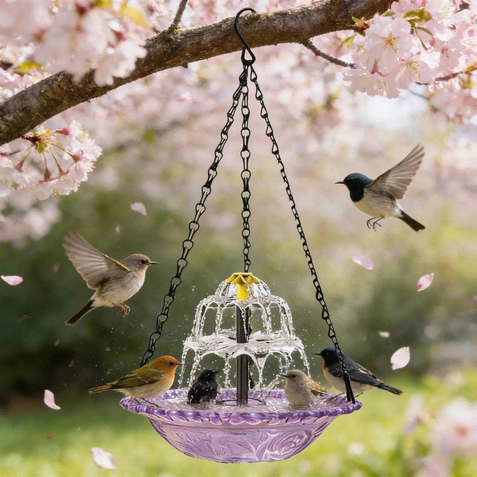 Hanging Solar Bird Bath Fountain Bird Bath Bowl with Solar Powered Pump for Outdoor Garden Backyard Patio Lawn Wildlife Feeder Zpaxo