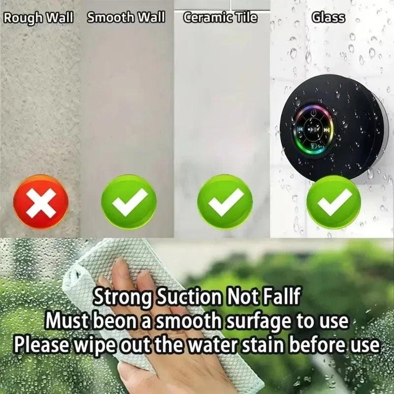 Mini Portable Bluetooth Audio IPX4 Waterproof Led Lights Bathroom Zpaxo