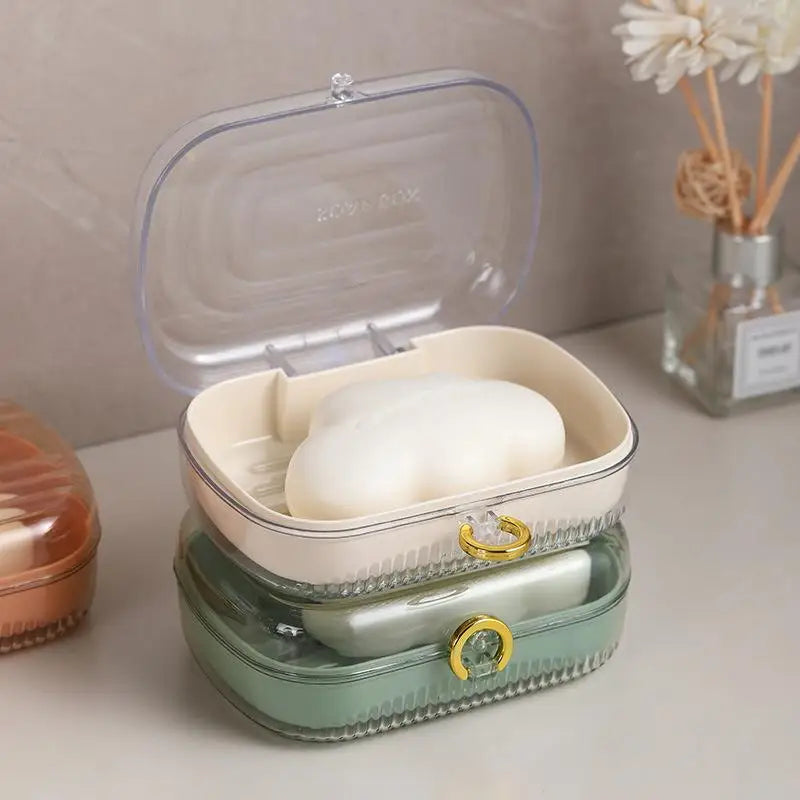 Leakproof Portable Soap Case Lid Detachable Drain Layer Home Gym Zpaxo