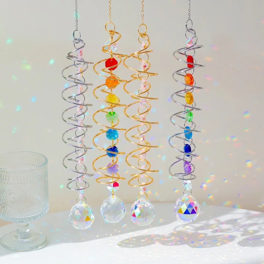Spiral Crystal Suncatcher – Rainbow Maker Window Hanging Decor